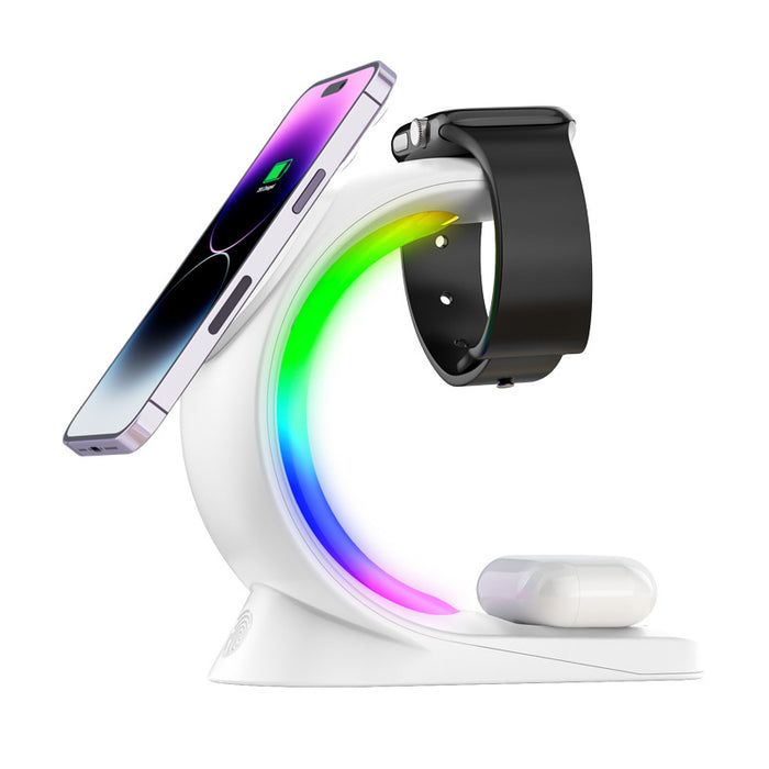 Lunvang Magnetisk ladestasjon 4 i 1 med RGB-lys