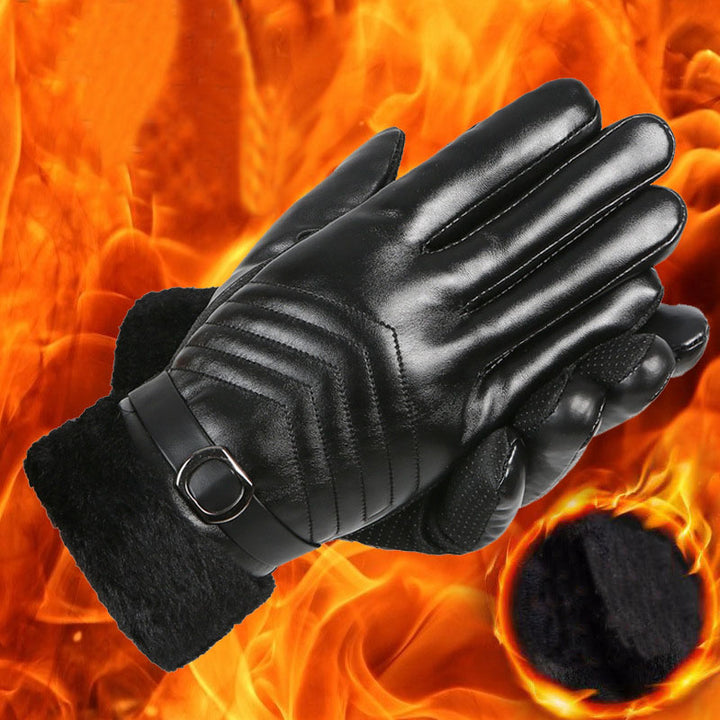 Svarte vinterhansker i kunstskinn