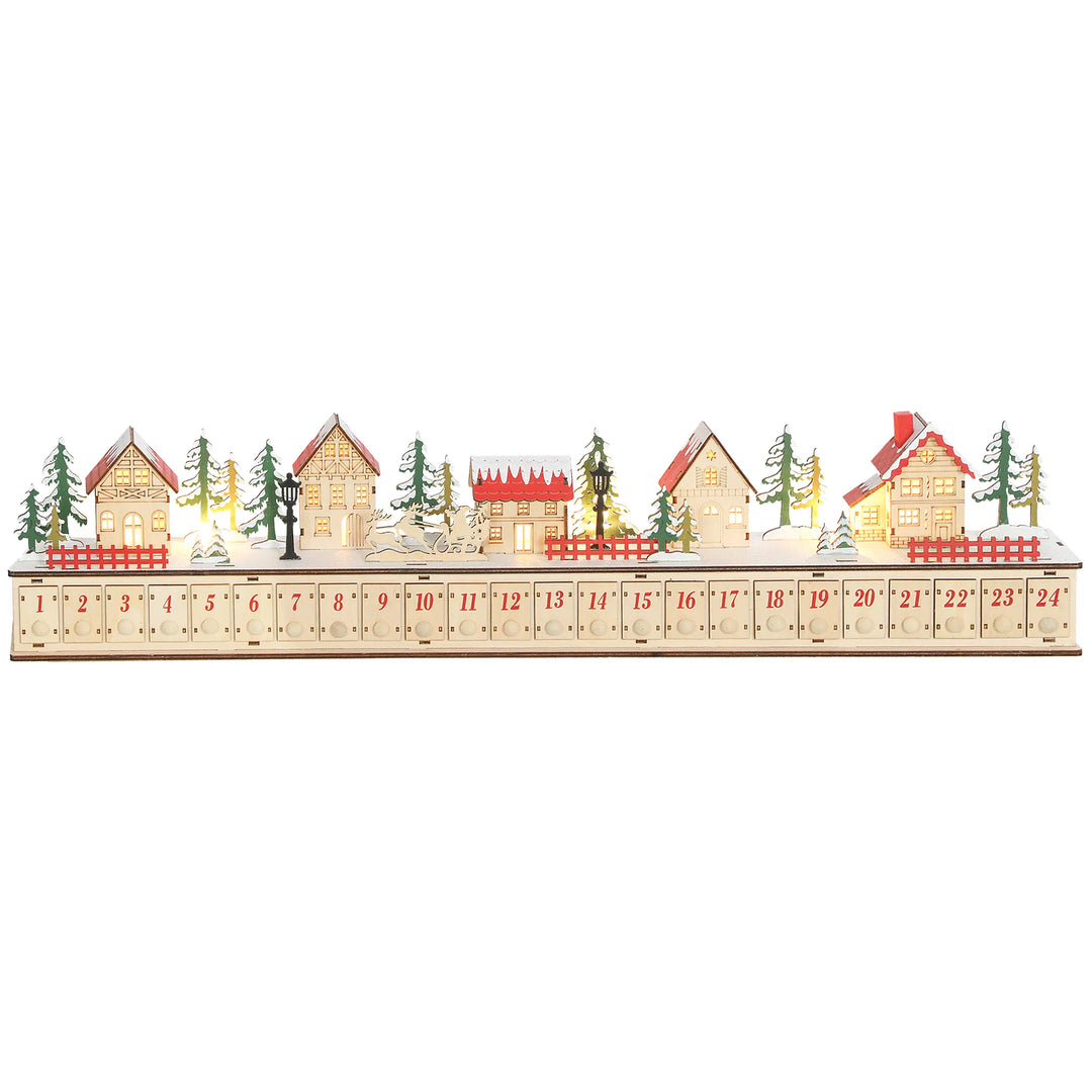 Lang adventskalender i tre med lys
