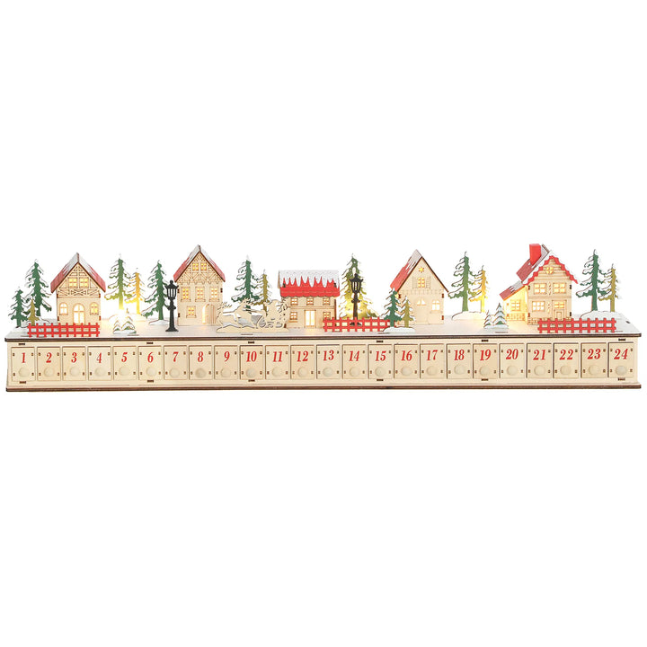 Lang adventskalender i tre med lys
