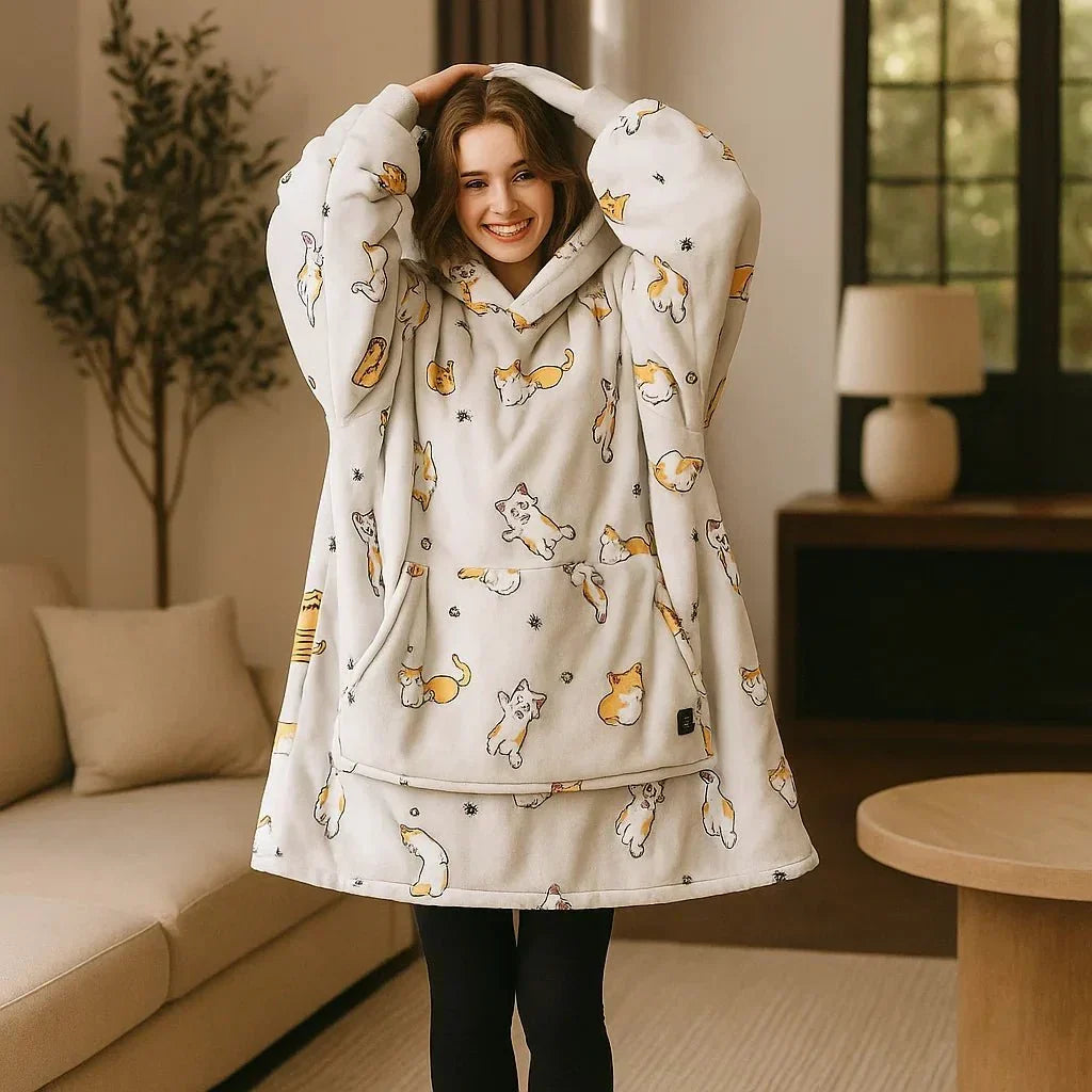 Lunvang™ Varmehoodie i myk flanell med USB-varme