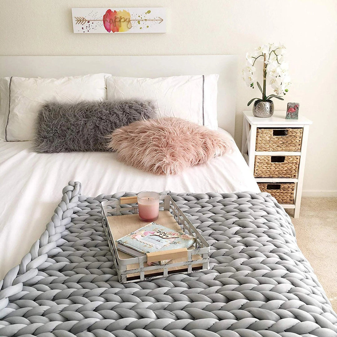 Grovstrikket pledd i myk mikrofiber, tolv farger