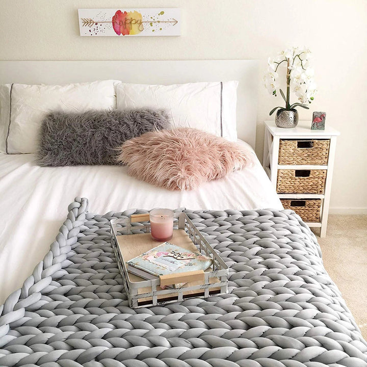 Grovstrikket pledd i myk mikrofiber, tolv farger