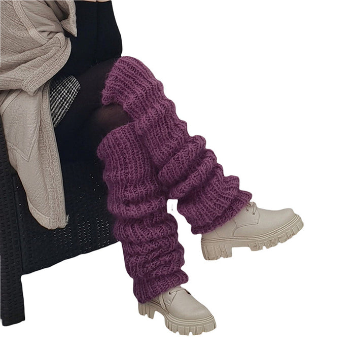 Lunvang Tykke legvarmere i lodden strikk med slouchlook
