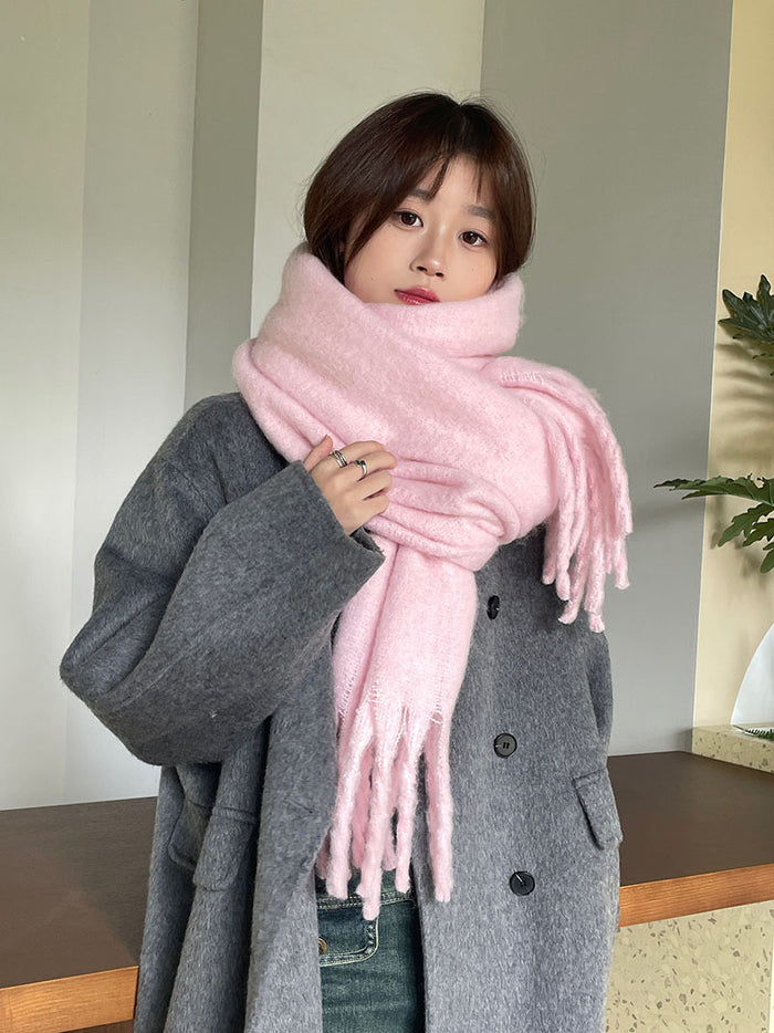 Lunvang Tykt oversized skjerf med lange dusker