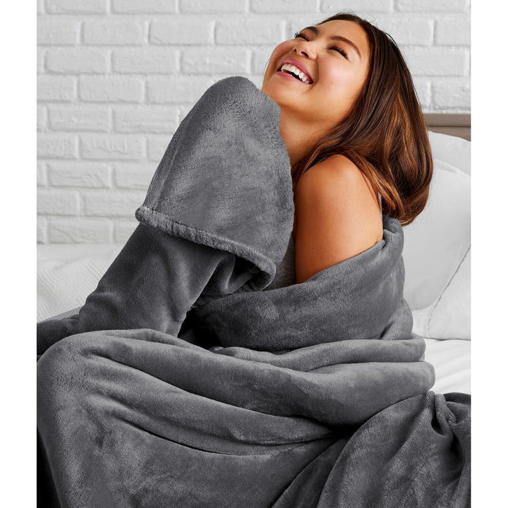 Lunvang™ Supermykt fleecepledd med fuskepels for sofa og seng