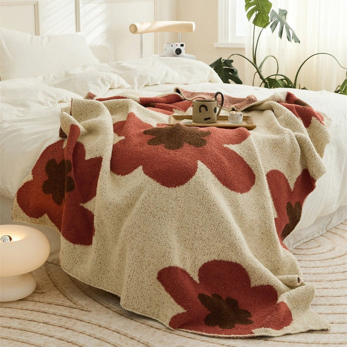 Lunvang™ Supermykt blomstrete plysjpledd for kalde kvelder