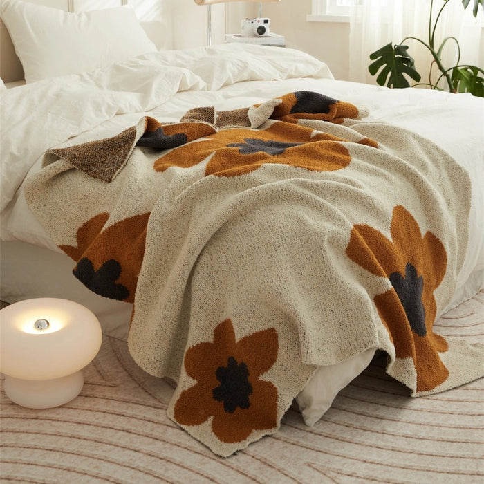 Lunvang™ Supermykt blomstrete plysjpledd for kalde kvelder