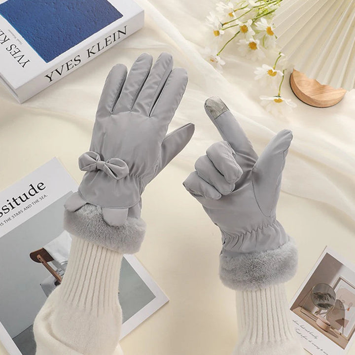 Elegante vanntette touchhansker med sløyfe