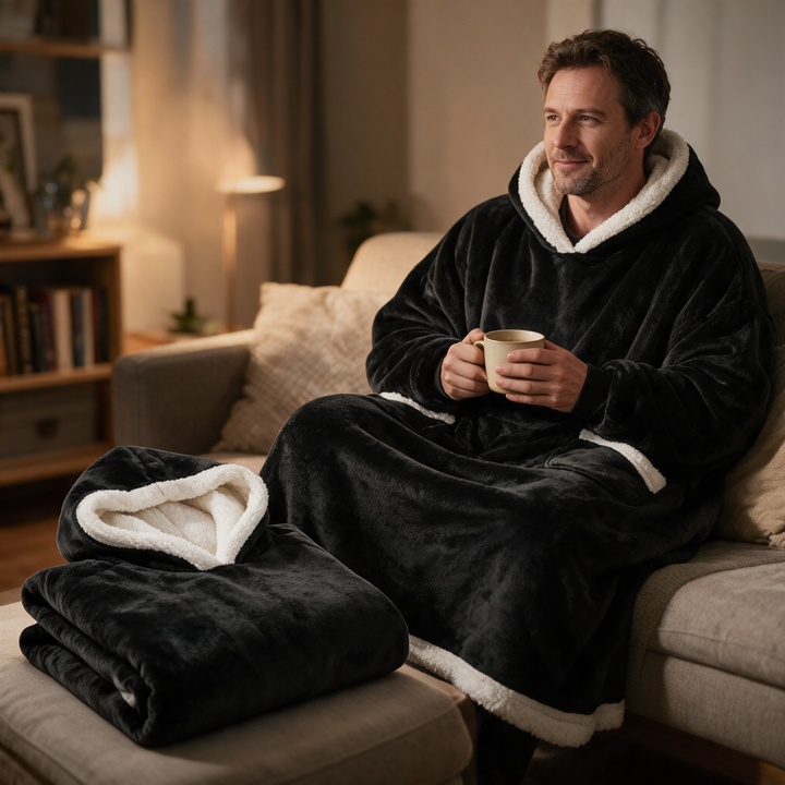 Gigantisk oversized teppegenser i tykk børstet fleece