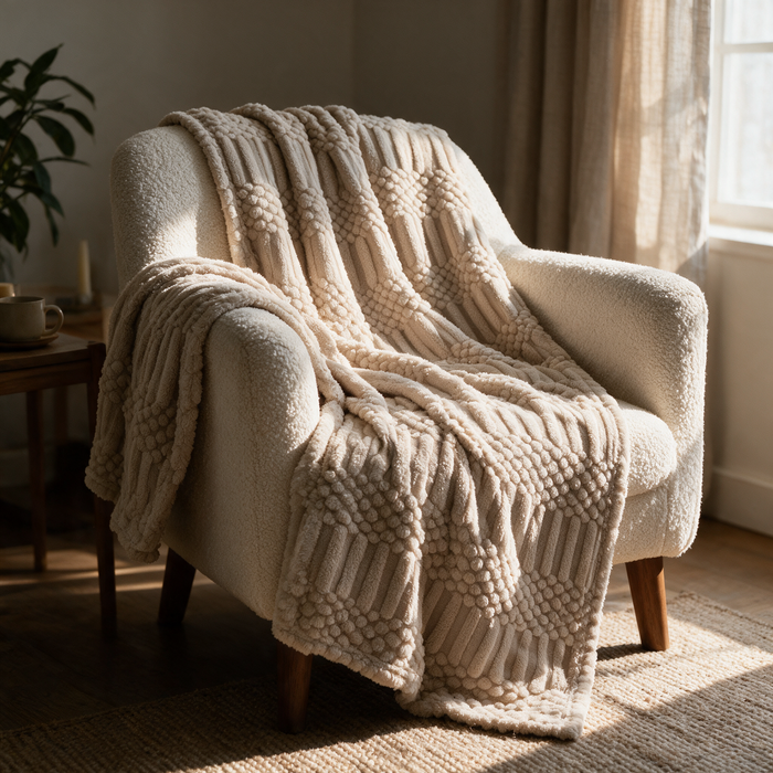 Lunvang™ Fluffy fleecepledd i plys for sofa, lenestol og seng