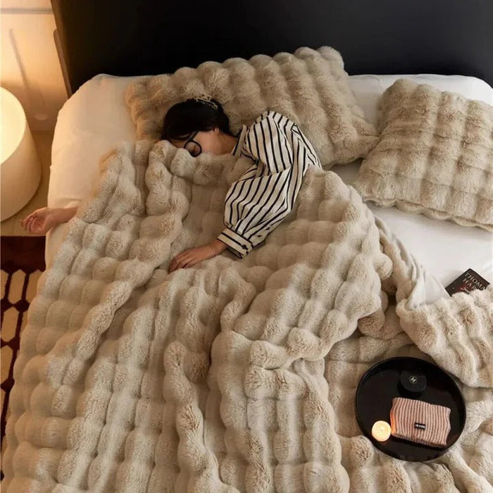 Lunvang™ Strukturert pledd til seng eller sofa, mykt og vaskbart