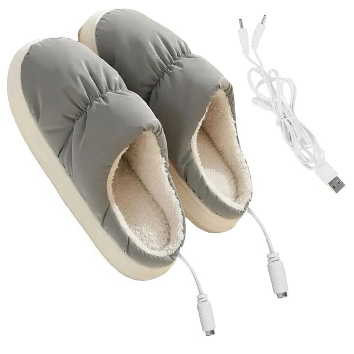 Lunvang™ USB-varmetøfler med sklisikker såle og myk plysj