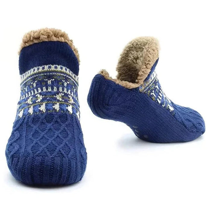 Lunvang™ Strikkede sokker med snøkrystaller, fleecefôr og grep