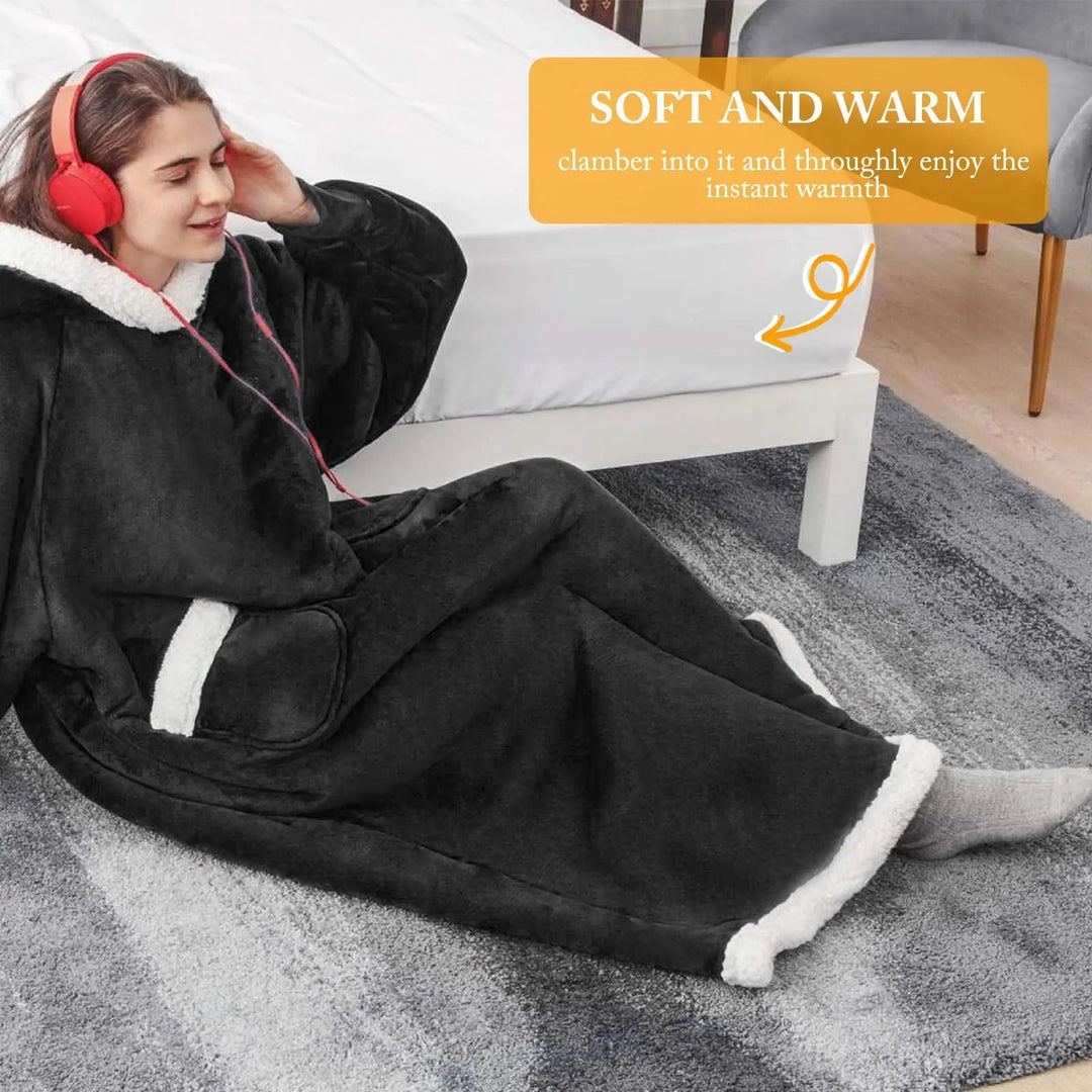 Gigantisk oversized teppegenser i tykk børstet fleece