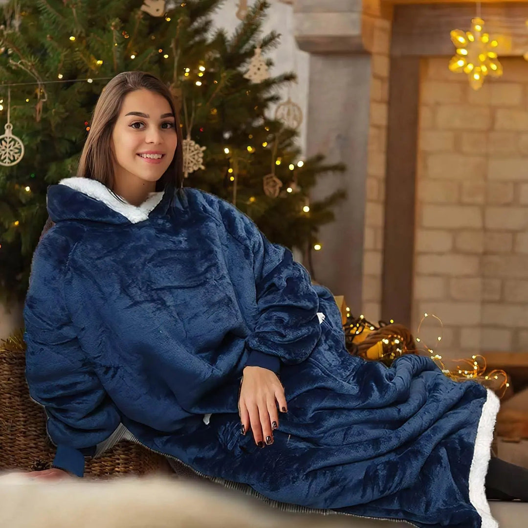 Gigantisk oversized teppegenser i tykk børstet fleece