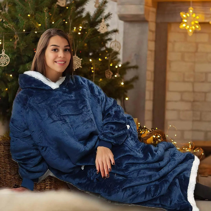 Gigantisk oversized teppegenser i tykk børstet fleece
