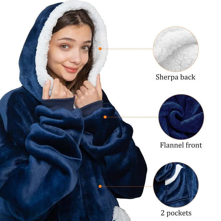 Gigantisk oversized teppegenser i tykk børstet fleece