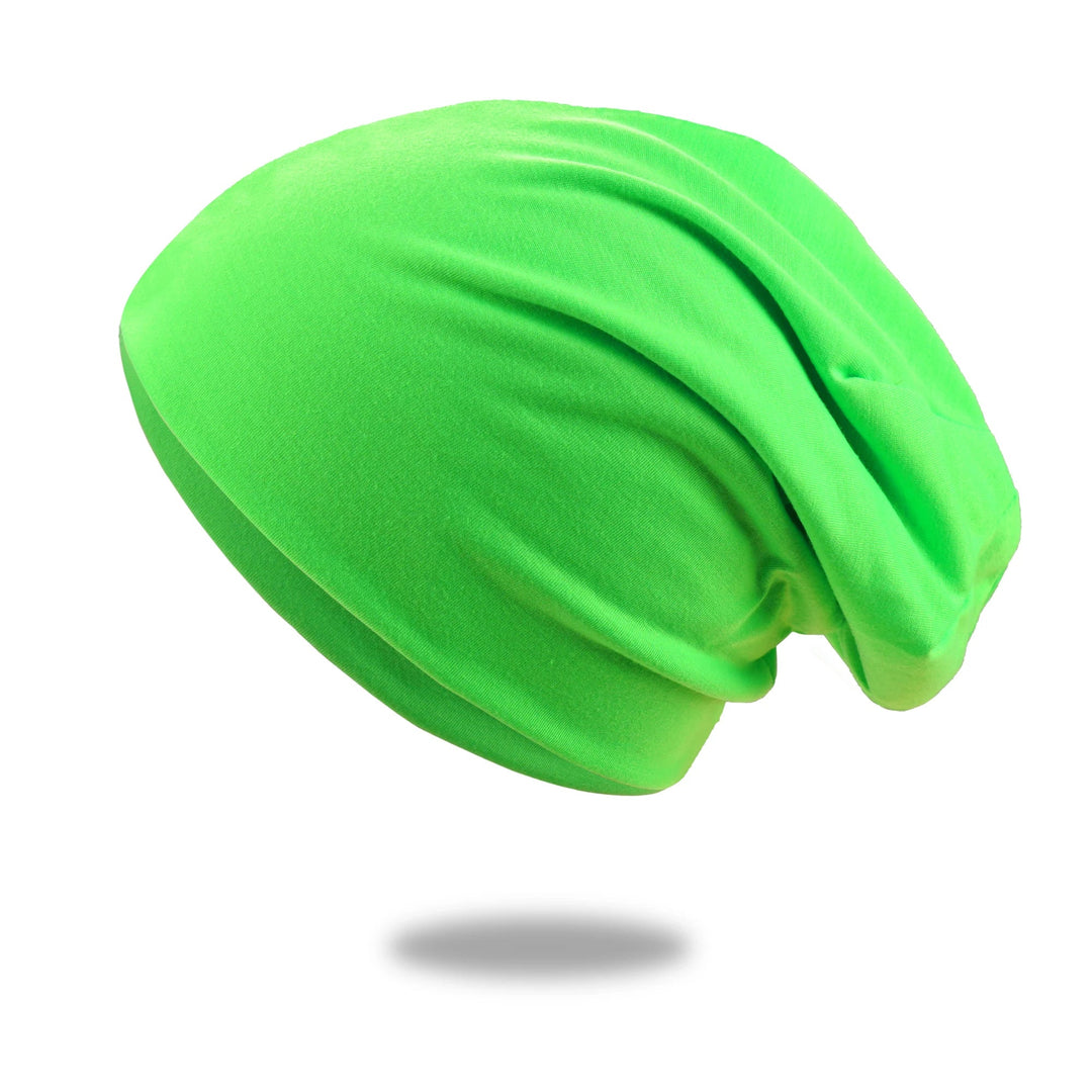 Slouch beanie i pustende strikk med stretch
