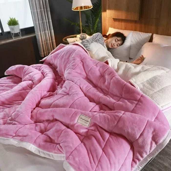 Lunvang™ Tykt teppe i korallfleece og flanell, silkemykt og varmt