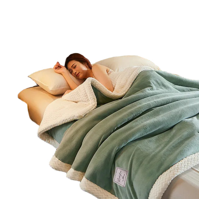 Lunvang™ Mykt vinterpledd i fleece – ensfarget og stripete