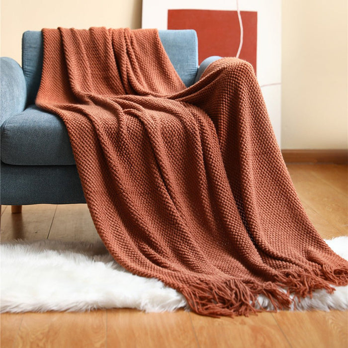 Lunvang™ Strikket pledd i skandinavisk stil – mykt til sofa og seng