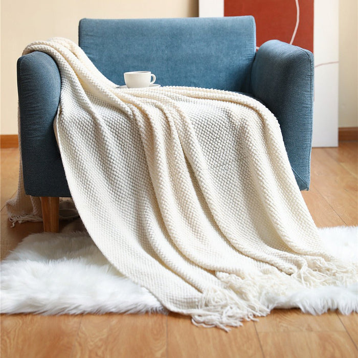Lunvang™ Strikket pledd i skandinavisk stil – mykt til sofa og seng