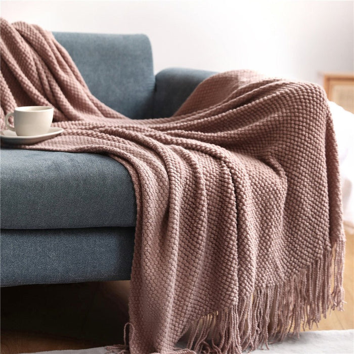 Lunvang™ Strikket pledd i skandinavisk stil – mykt til sofa og seng