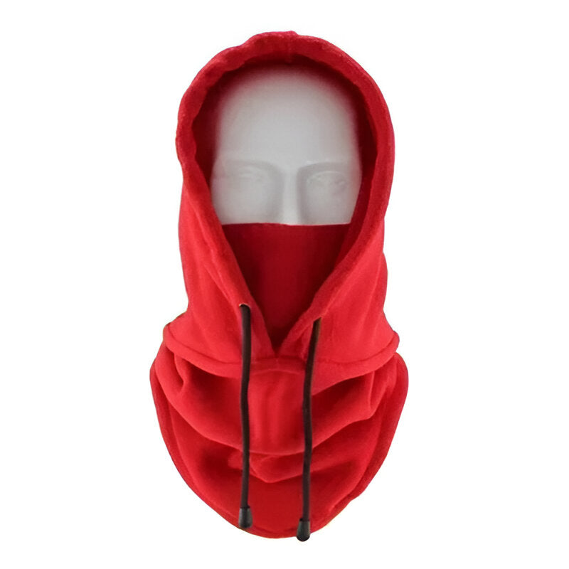 Balaklava i fleece som dekker hode, ansikt og hals