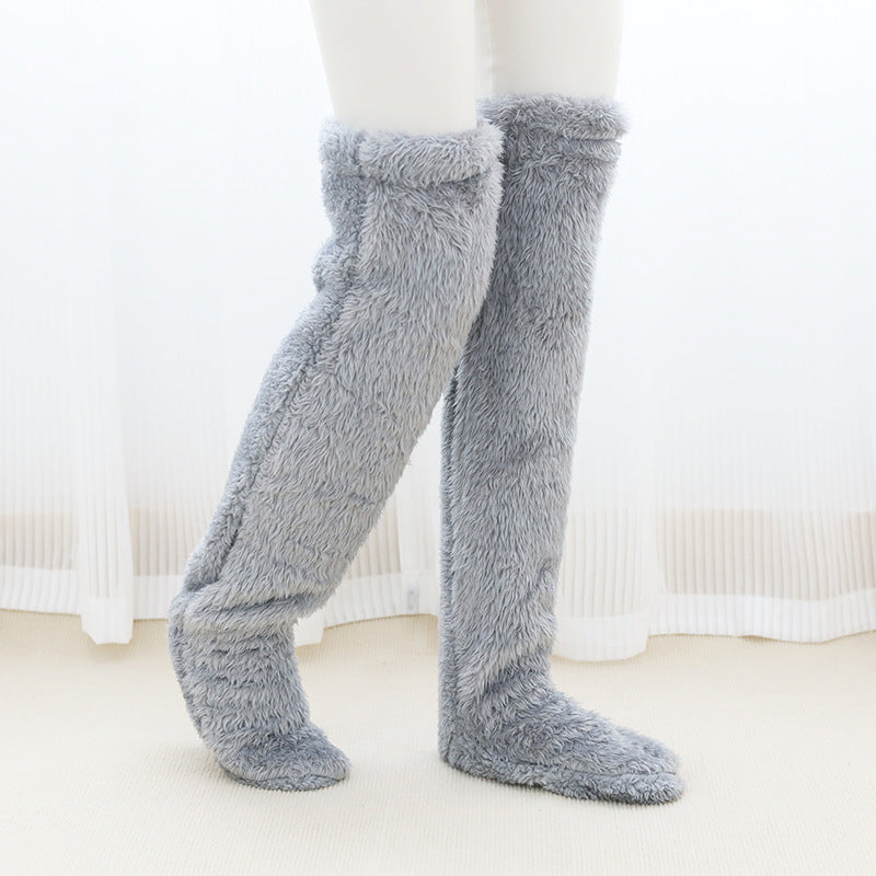 Myke knevarmere i lodden mikrofiber med åpen tå