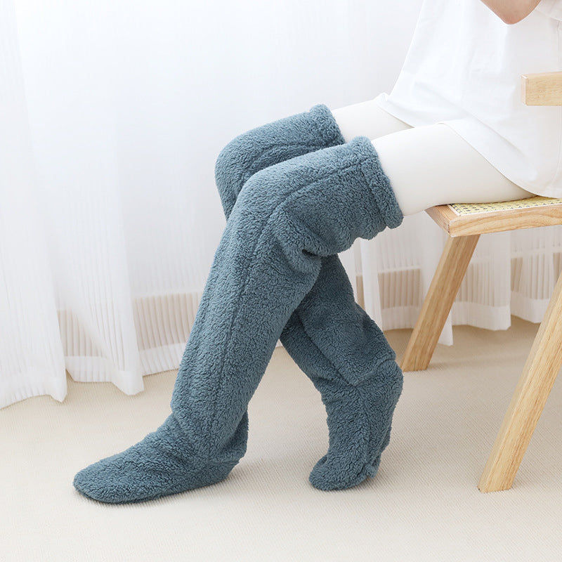 Myke knevarmere i lodden mikrofiber med åpen tå