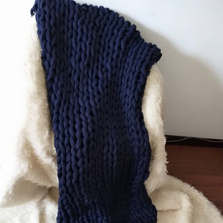 Håndvevd chunky knit-pledd med deilig tyngde