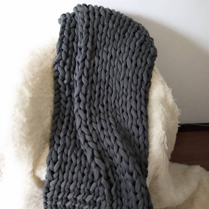 Håndvevd chunky knit-pledd med deilig tyngde