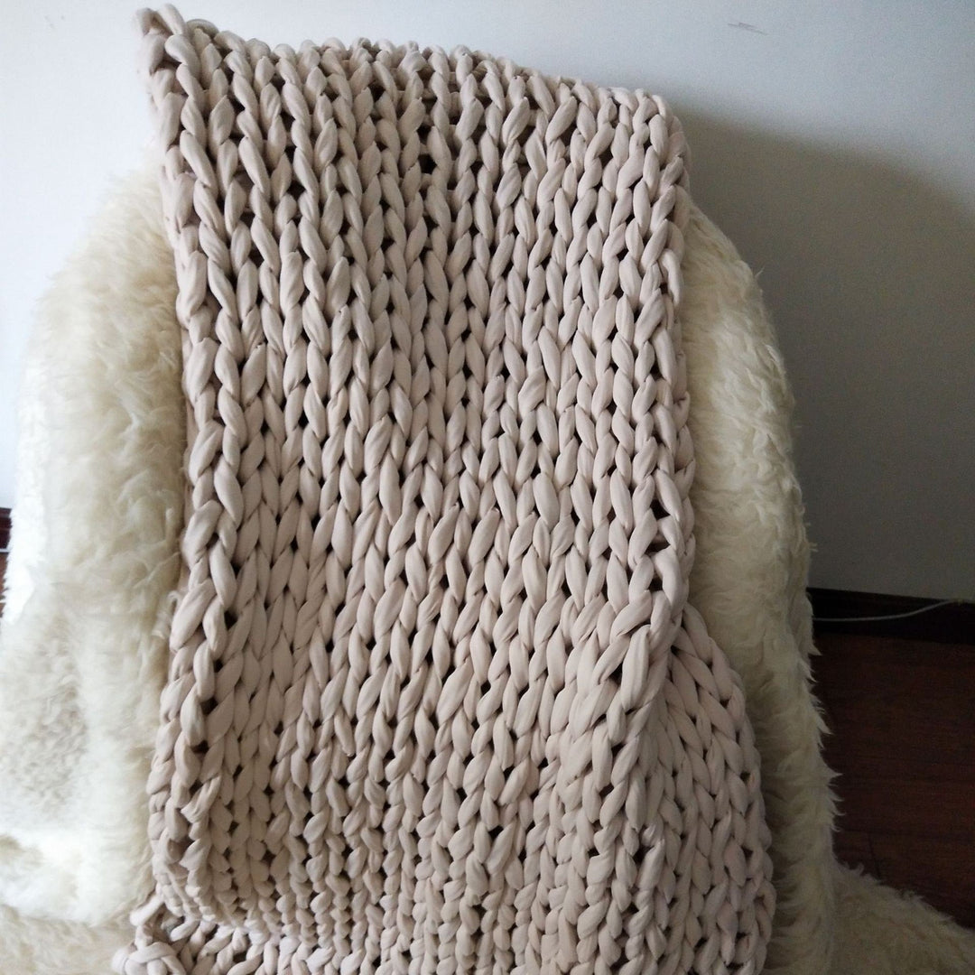 Håndvevd chunky knit-pledd med deilig tyngde