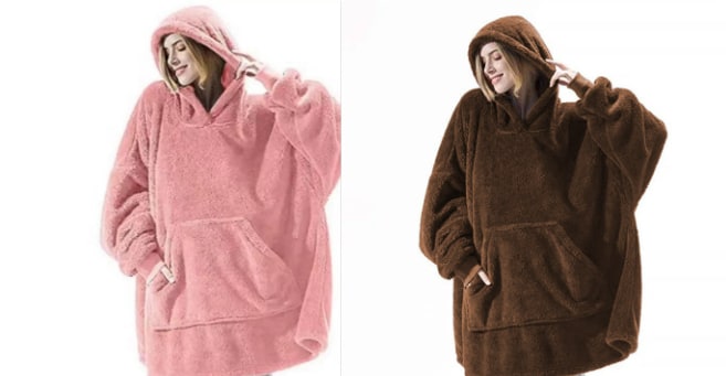 Oversized teppegenser i dobbeltsidig plysjfleece