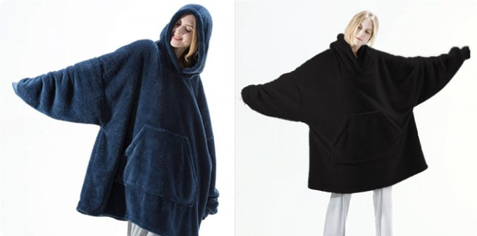 Oversized teppegenser i dobbeltsidig plysjfleece