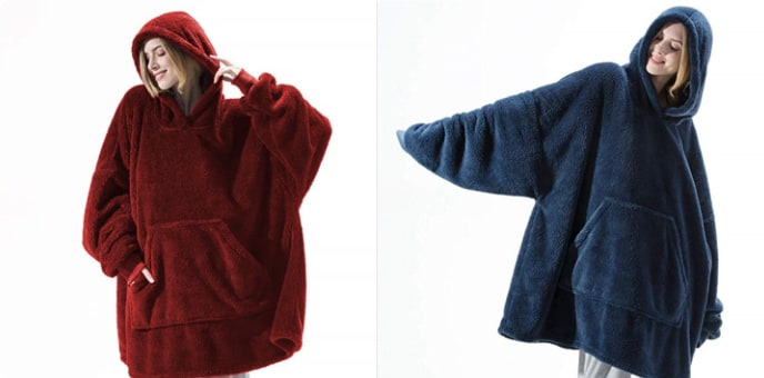 Oversized teppegenser i dobbeltsidig plysjfleece
