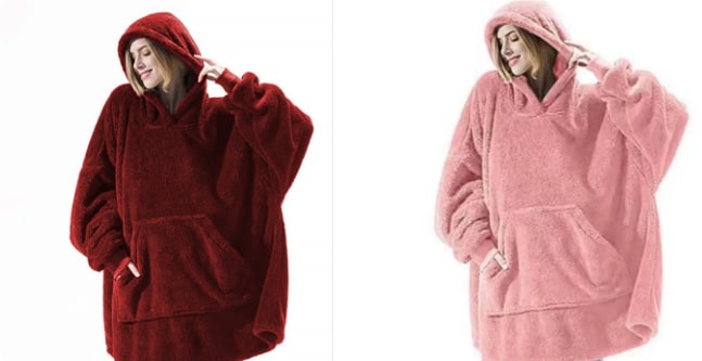 Oversized teppegenser i dobbeltsidig plysjfleece