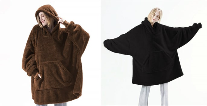 Oversized teppegenser i dobbeltsidig plysjfleece