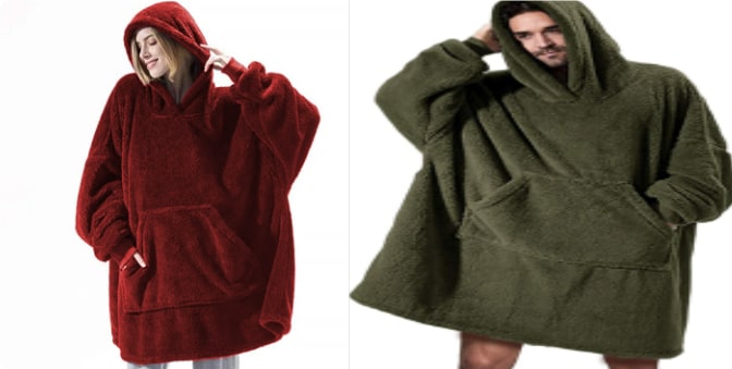 Oversized teppegenser i dobbeltsidig plysjfleece