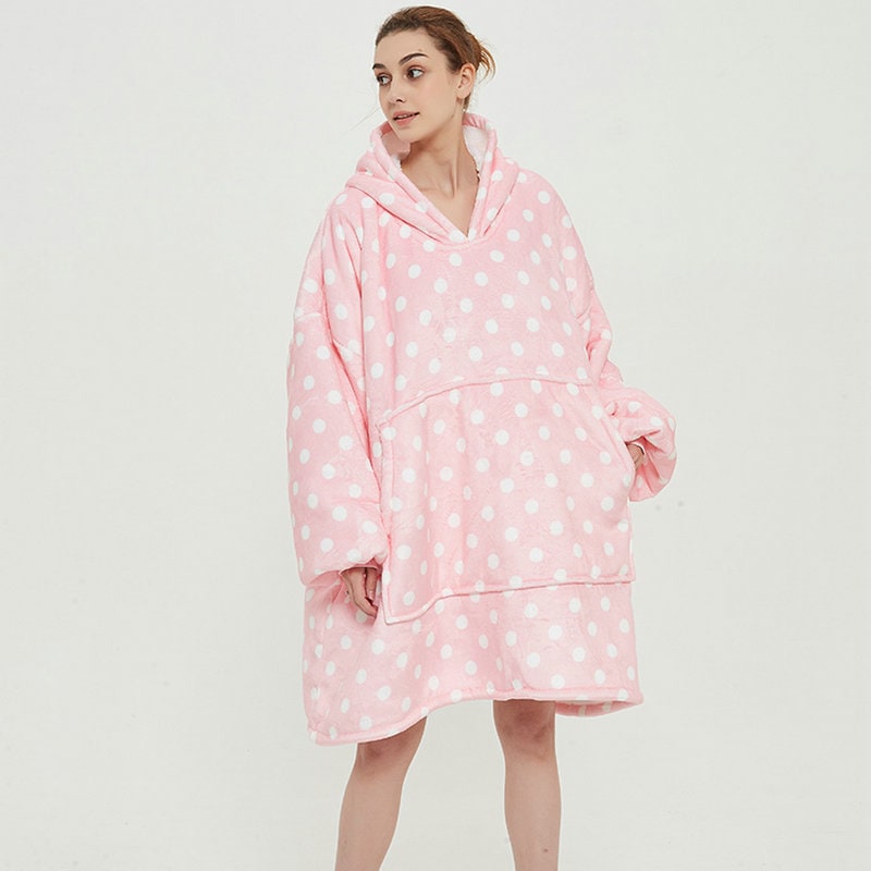 Oversized fleecehettegenser med sherpafôr og kengurulomme