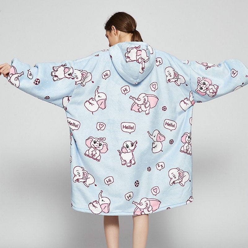 Oversized fleecehettegenser med sherpafôr og kengurulomme