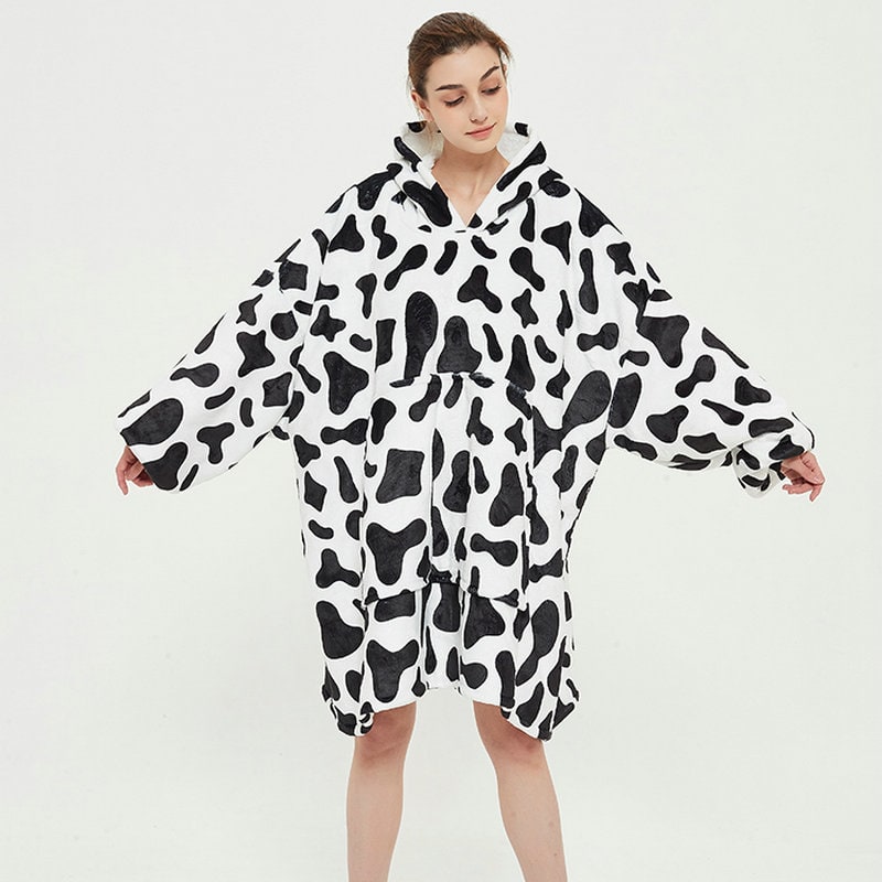 Oversized fleecehettegenser med sherpafôr og kengurulomme
