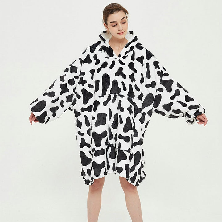 Oversized fleecehettegenser med sherpafôr og kengurulomme
