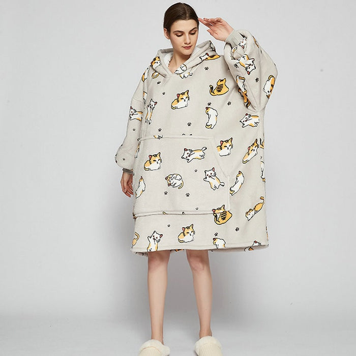 Lunvang™ Oversized fleecehettegenser med sherpafôr og kengurulomme