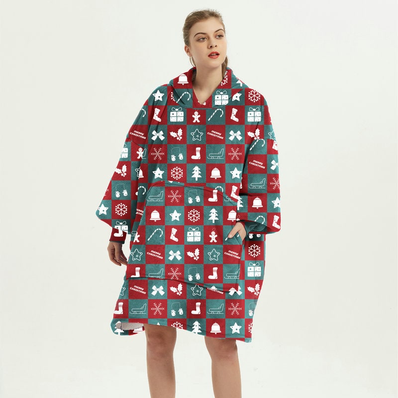 Oversized fleecehettegenser med sherpafôr og kengurulomme