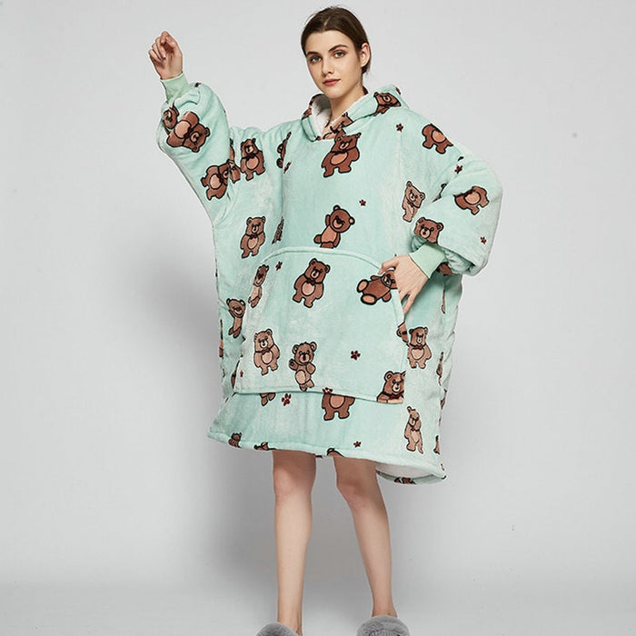 Lunvang™ Oversized fleecehettegenser med sherpafôr og kengurulomme