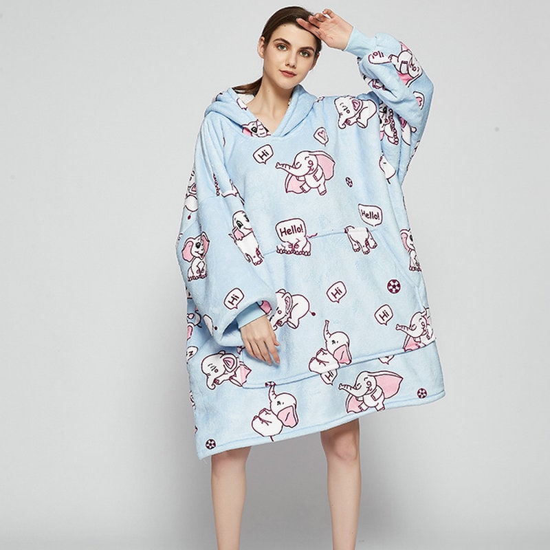 Oversized fleecehettegenser med sherpafôr og kengurulomme
