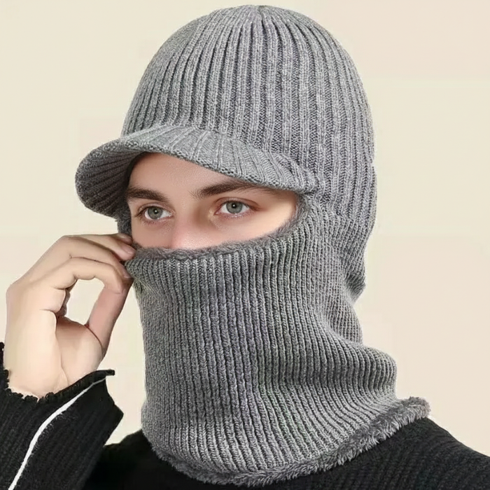 Lunvang™ Strikket balaklava-lue med skjerm og varmt plysjfôr