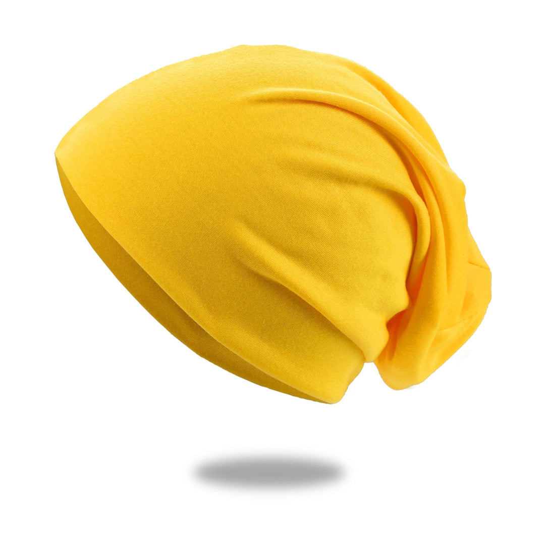 Slouch beanie i pustende strikk med stretch